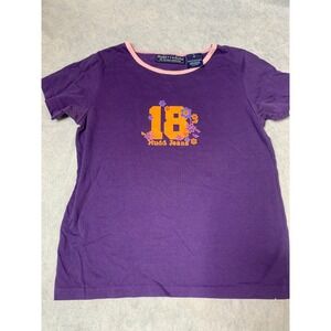 Mudd Girls L 14 Purple Graphic T Shirt‎ Y2K Floral Short Sleeve Top